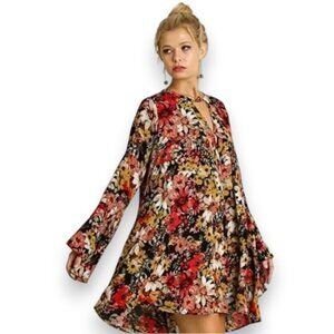 Umgee Vibrant Floral Long Sleeve Dress